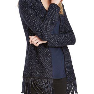NIC+ZOE Women's Blue Nic+Zoe Sparkle And Shine Fringe Cardigan, NWT, Size XS